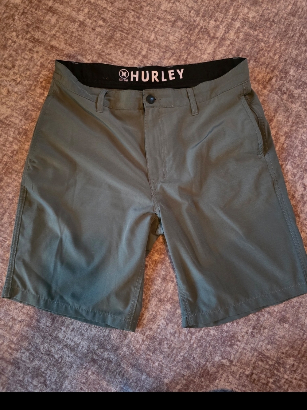 Hurley Men's Olive Hybrid Short - Solid Green